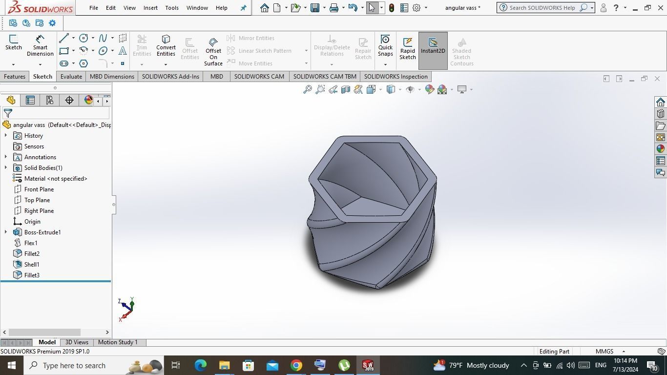 Modern Angular Flower Vase ready for 3D printing 3D model_5