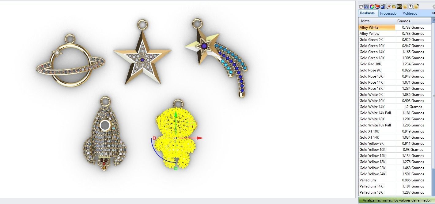 dijes- Colgantes paquete de 5 espacio -v- 3D print model_10