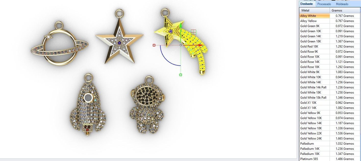 dijes- Colgantes paquete de 5 espacio -v- 3D print model_6