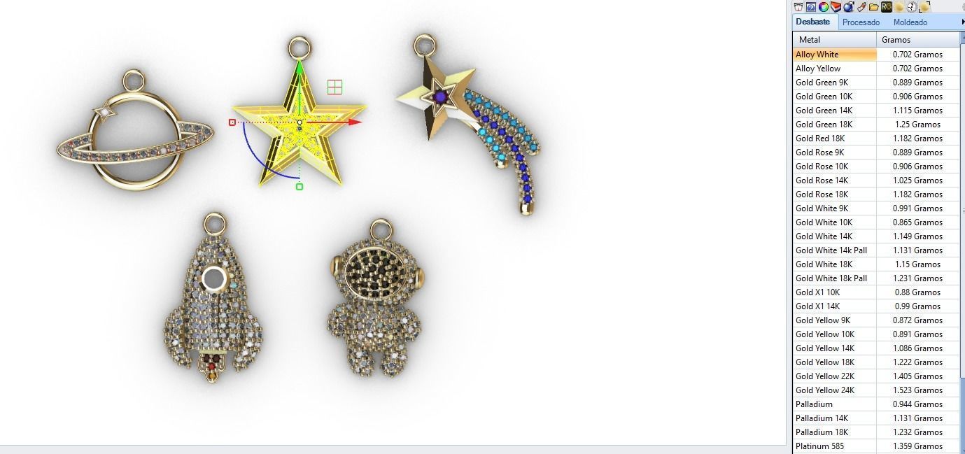 dijes- Colgantes paquete de 5 espacio -v- 3D print model_7