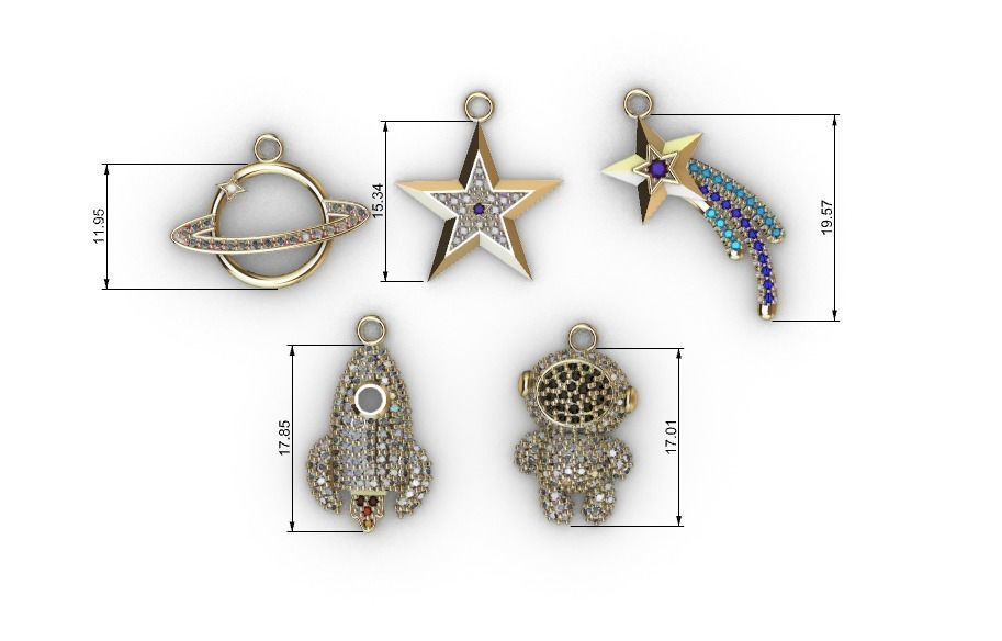 dijes- Colgantes paquete de 5 espacio -v- 3D print model_4