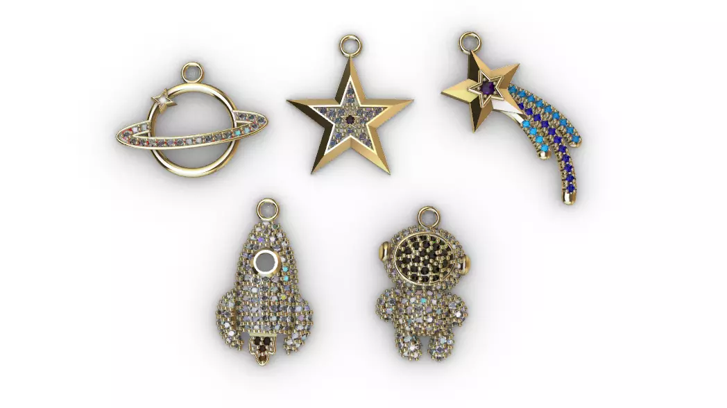 dijes- Colgantes paquete de 5 espacio -v- 3D print model_0