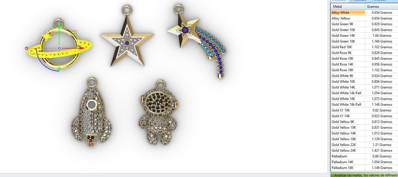 dijes- Colgantes paquete de 5 espacio -v- 3D print model_8