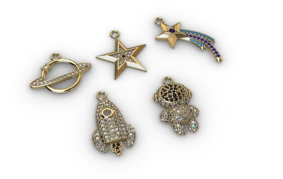 dijes- Colgantes paquete de 5 espacio -v- 3D print model_1