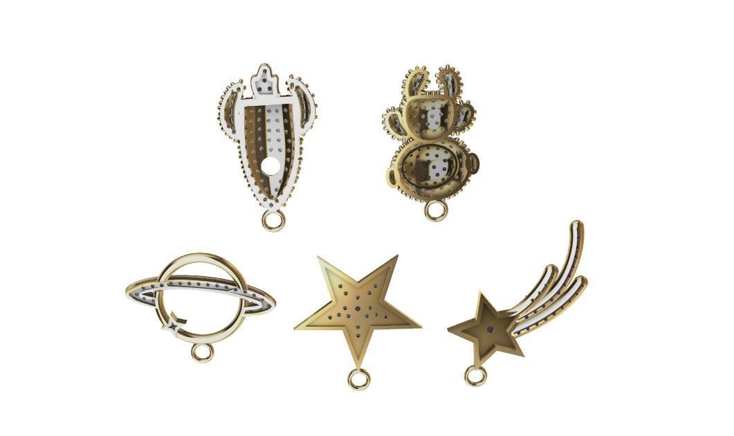 dijes- Colgantes paquete de 5 espacio -v- 3D print model_3