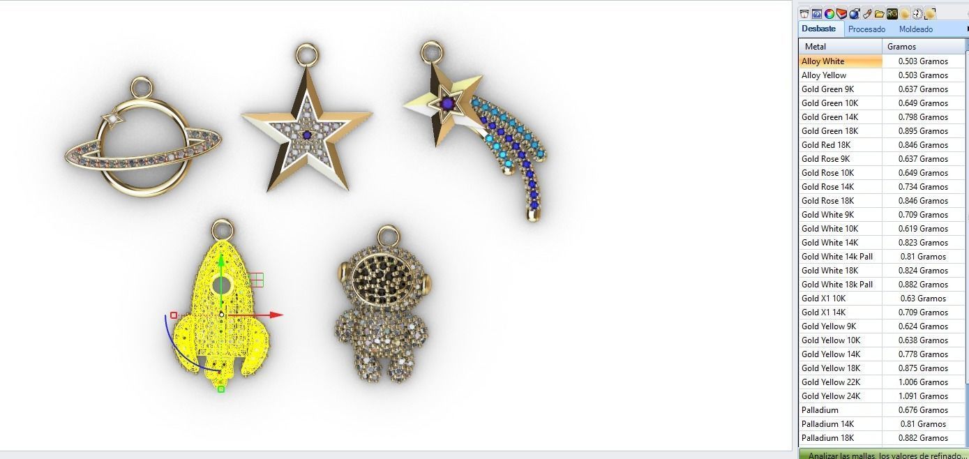 dijes- Colgantes paquete de 5 espacio -v- 3D print model_9