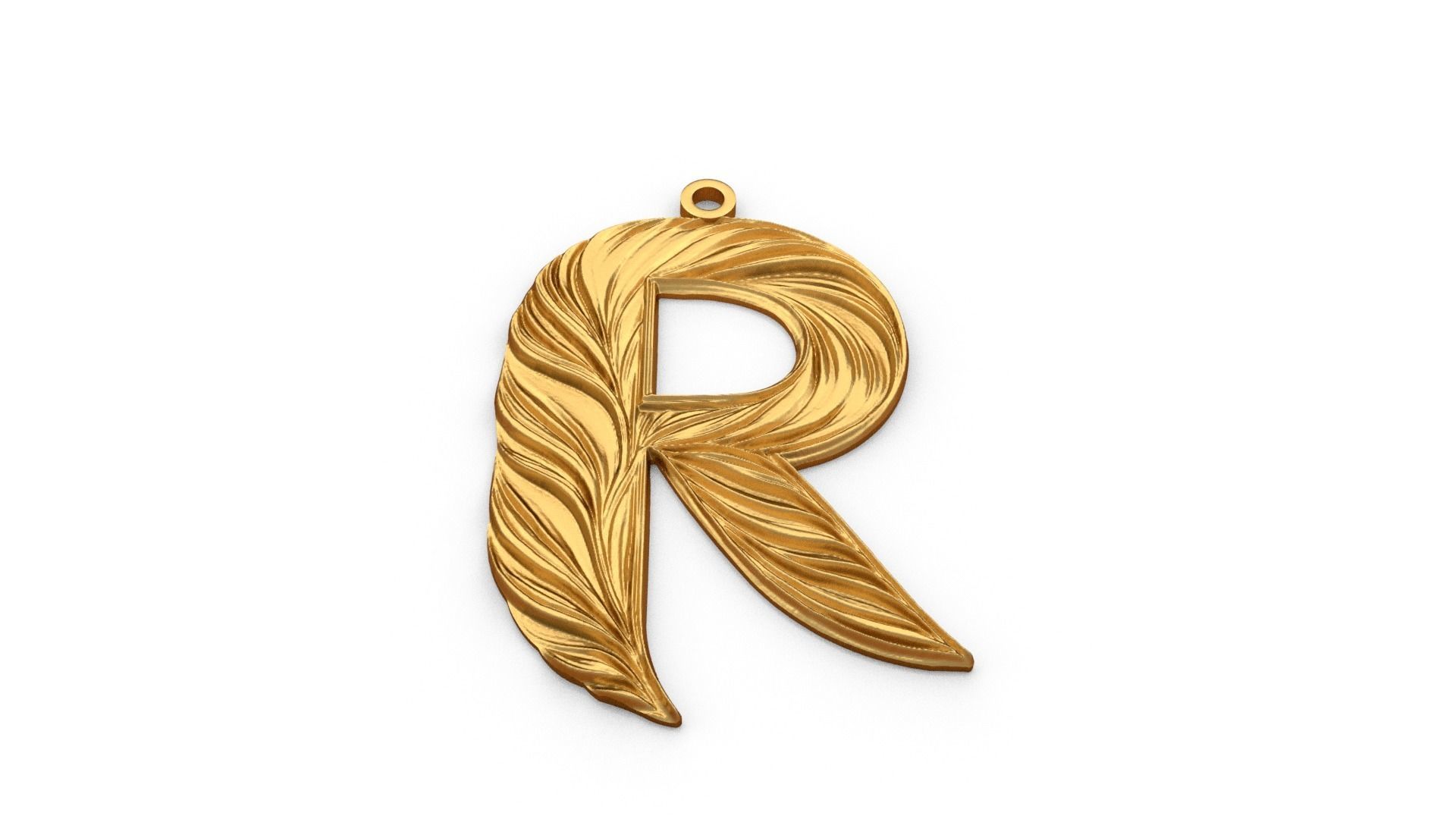 Alphabet Letter R Pendant  3D print model_3