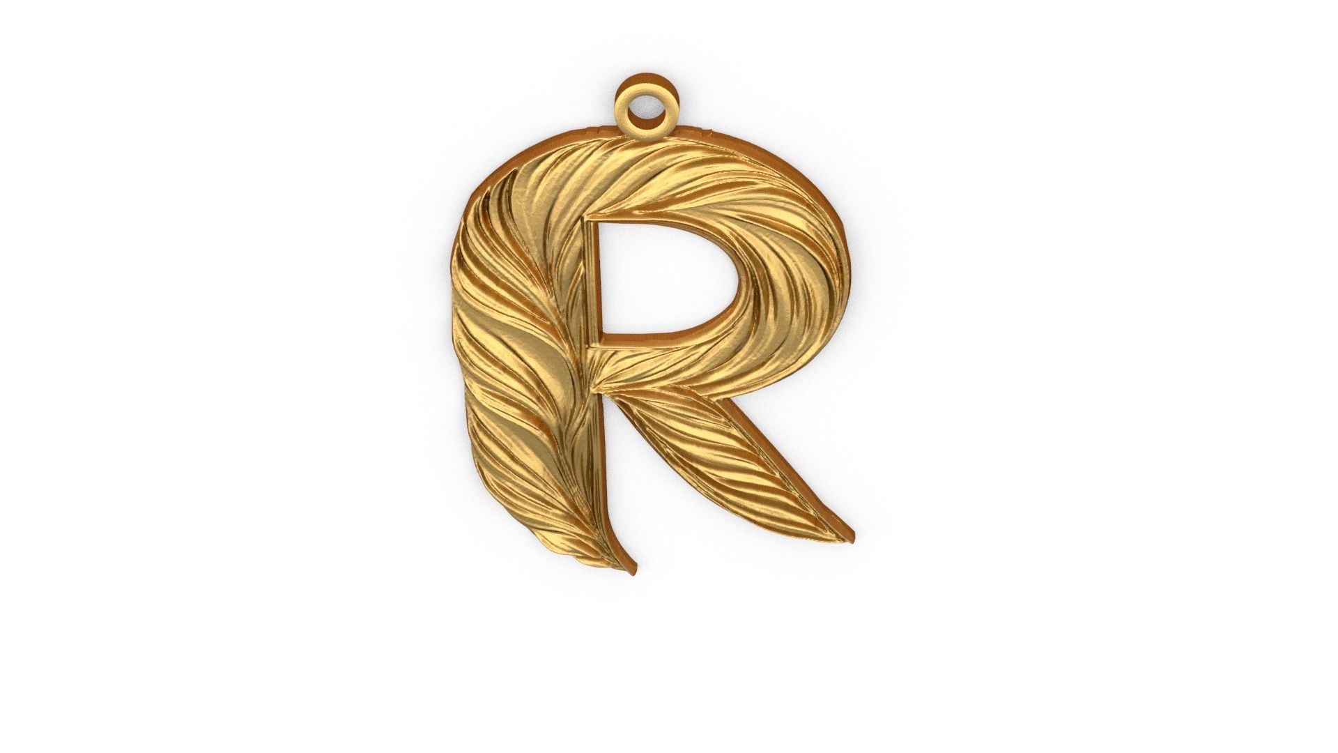 Alphabet Letter R Pendant  3D print model_4
