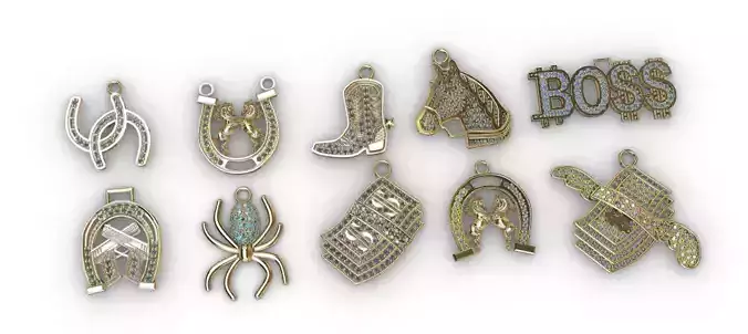dijes- Colgantes paquete de 10 surtidos para caballero -v- 3D print model