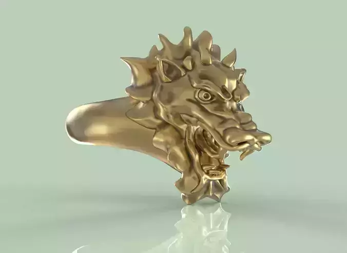 Wild dragon face ring 3d model