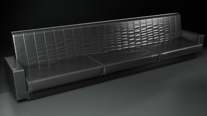 Triple Leather Sofa Low Poly Low-poly 3D model