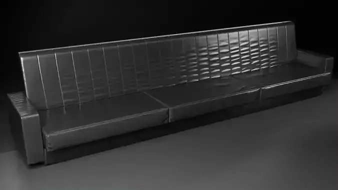 Triple Leather Sofa Low Poly