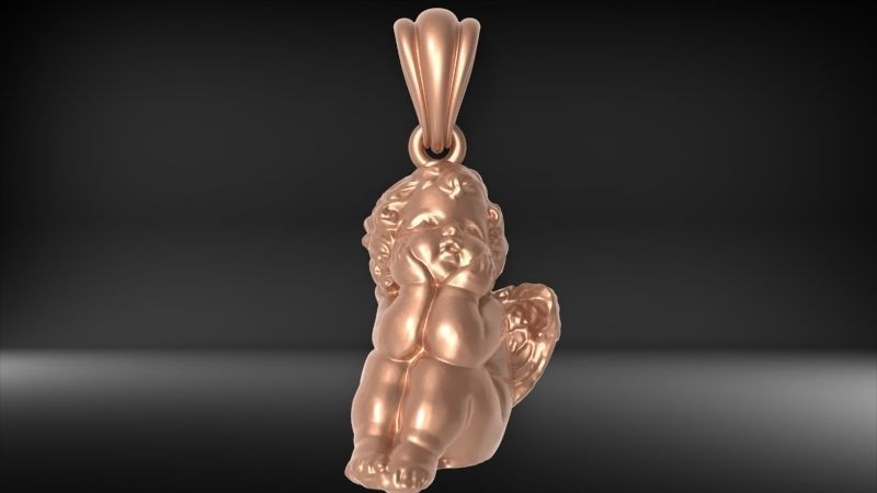 dreaming angel pendant Necklace Charm Bracelet Jewelry 3D print model_32