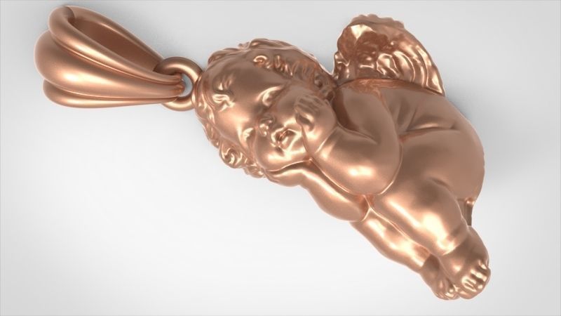 dreaming angel pendant Necklace Charm Bracelet Jewelry 3D print model_24