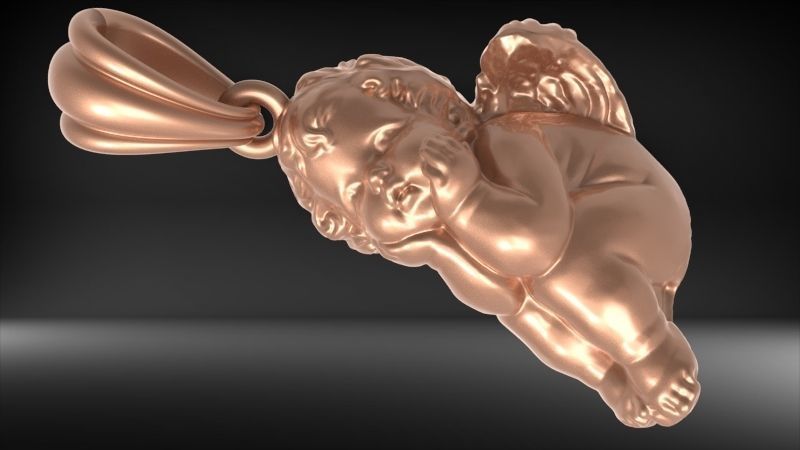 dreaming angel pendant Necklace Charm Bracelet Jewelry 3D print model_35