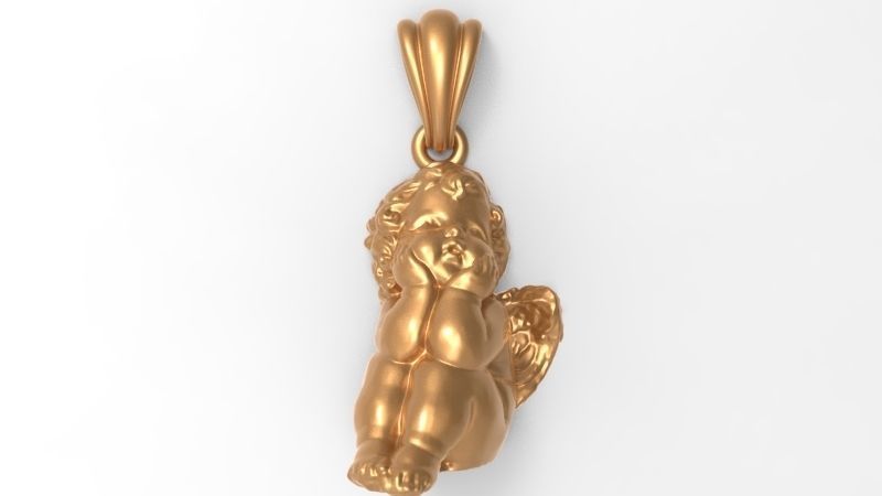 dreaming angel pendant Necklace Charm Bracelet Jewelry 3D print model_2