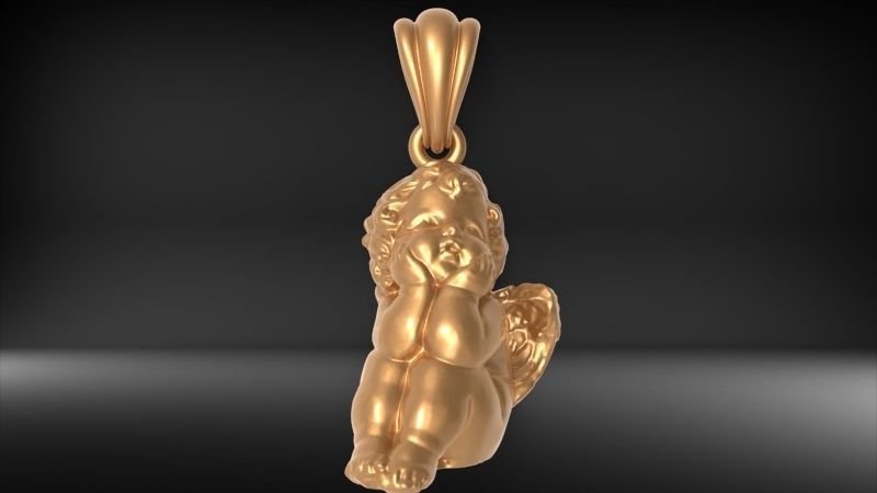 dreaming angel pendant Necklace Charm Bracelet Jewelry 3D print model_16