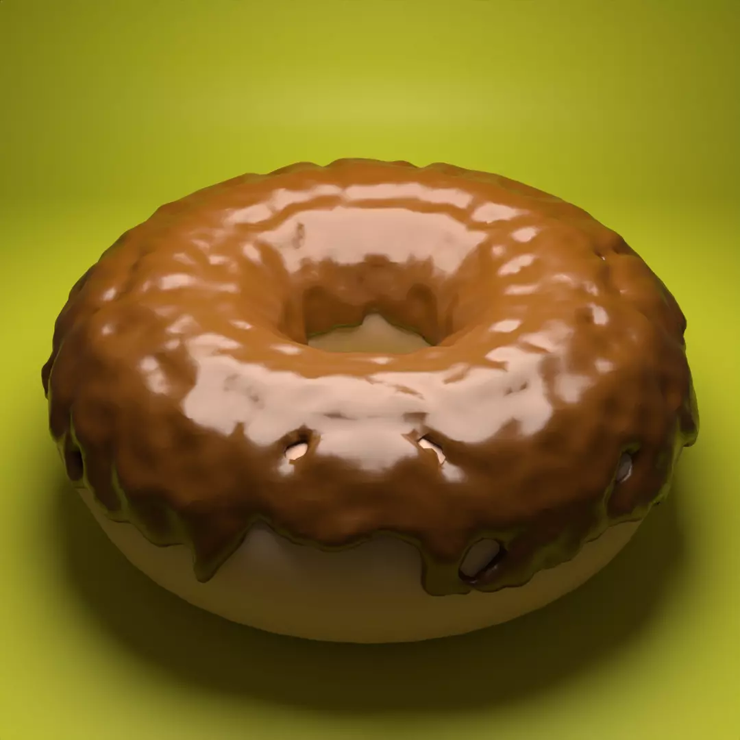 Donut with chocolate 3D model_0