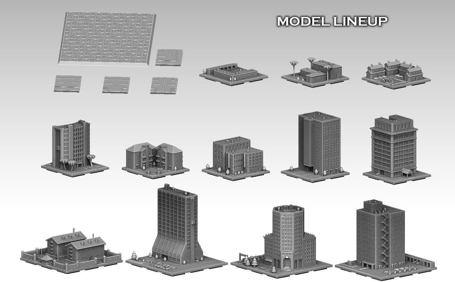 SimCity 2000 Dense Residential Buildings 3D print model