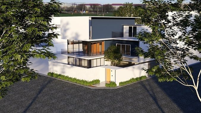 Light and Airy Modern House Low-poly 3D model 4