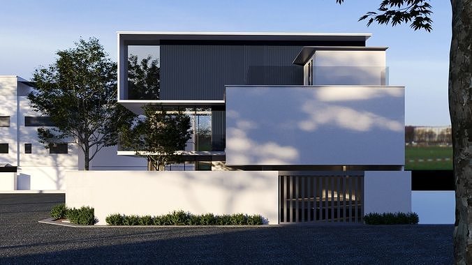 Light and Airy Modern House Low-poly 3D model 3