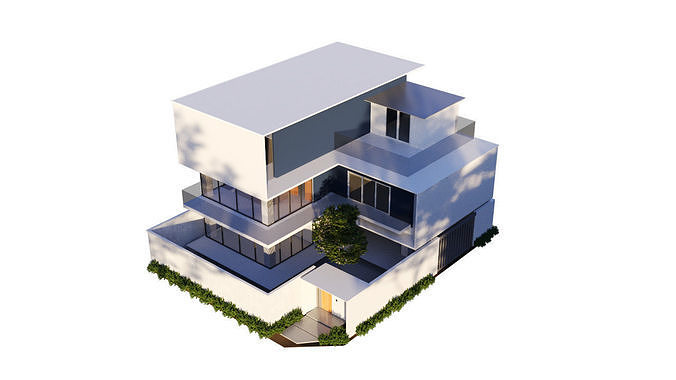 Light and Airy Modern House Low-poly 3D model 5