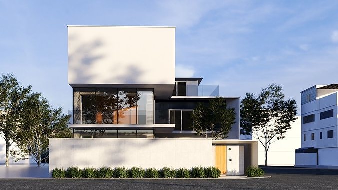 Light and Airy Modern House Low-poly 3D model 2