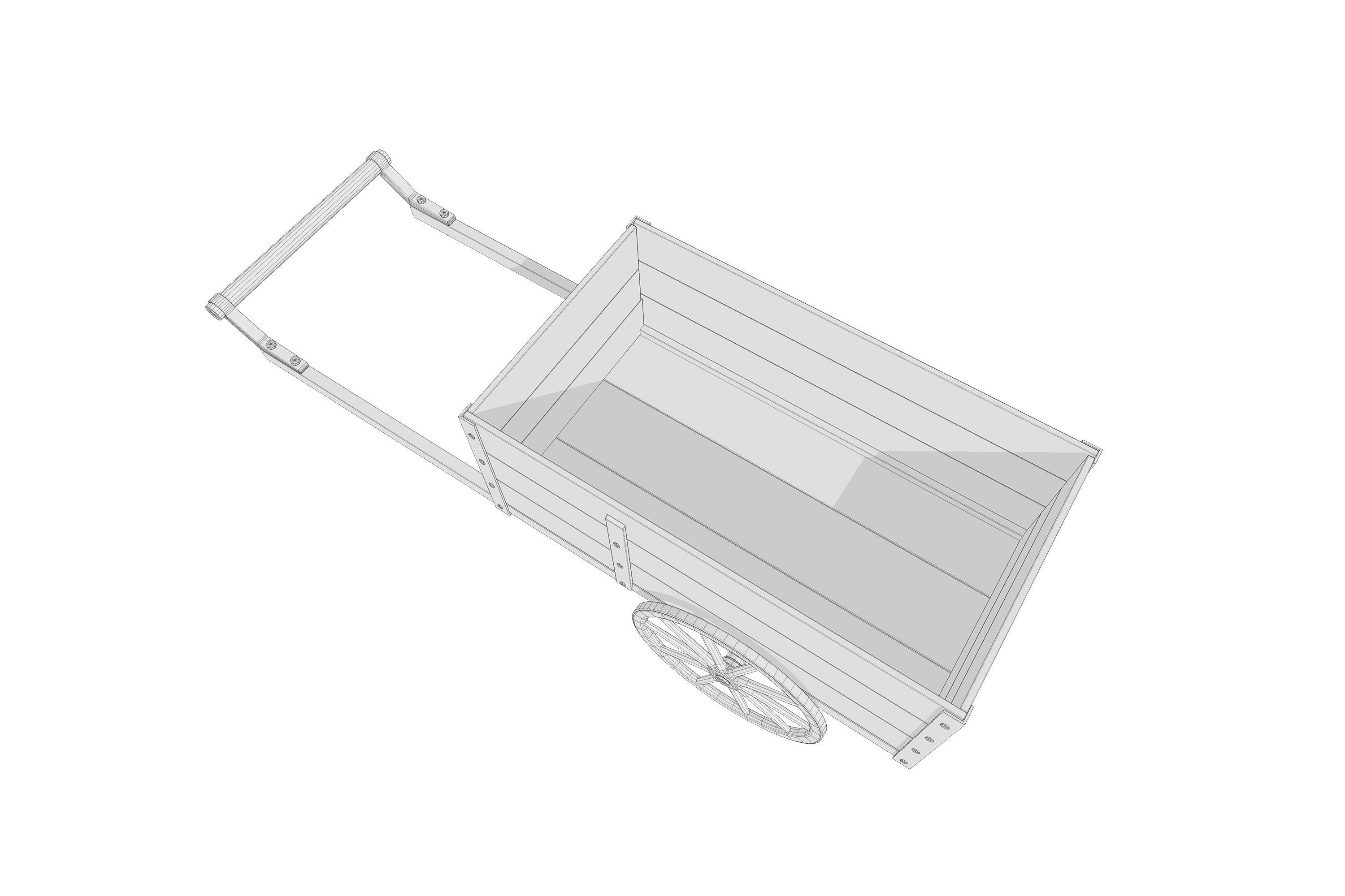 Wooden Cart Low-poly 3D model_9