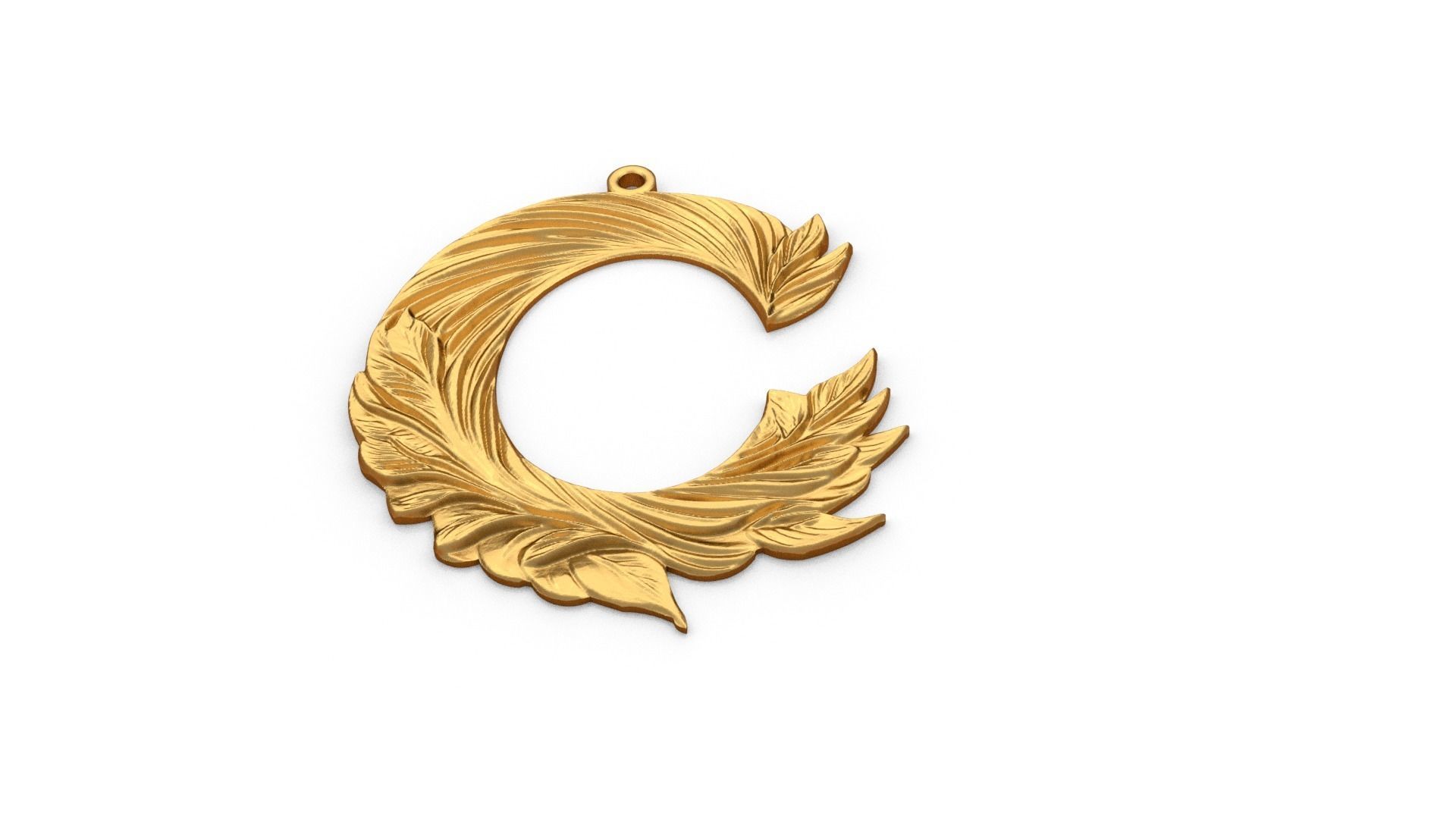 Alphabet Letter C  Pendant  3D print model_3