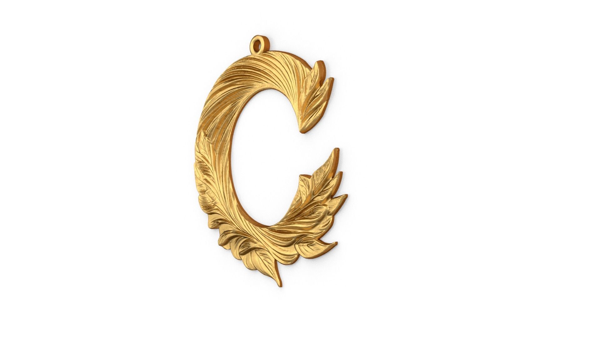Alphabet Letter C  Pendant  3D print model_2