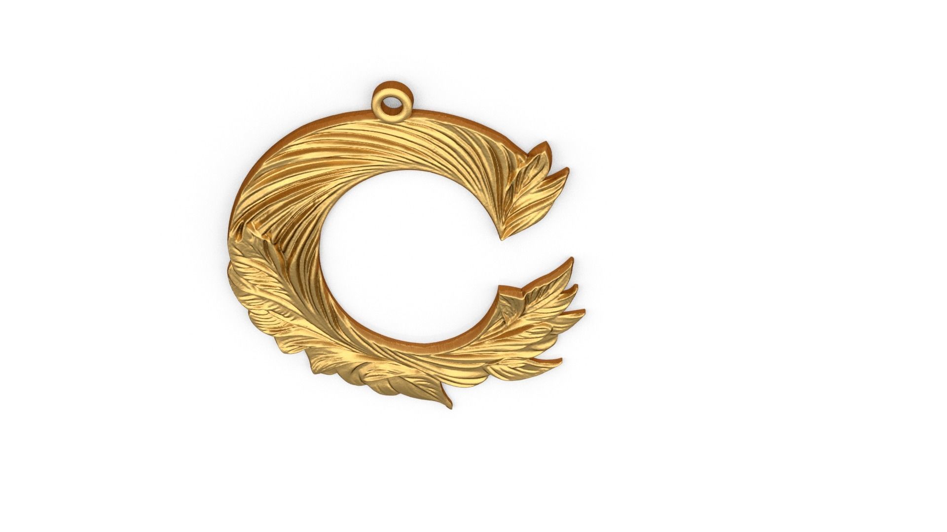 Alphabet Letter C  Pendant  3D print model_4