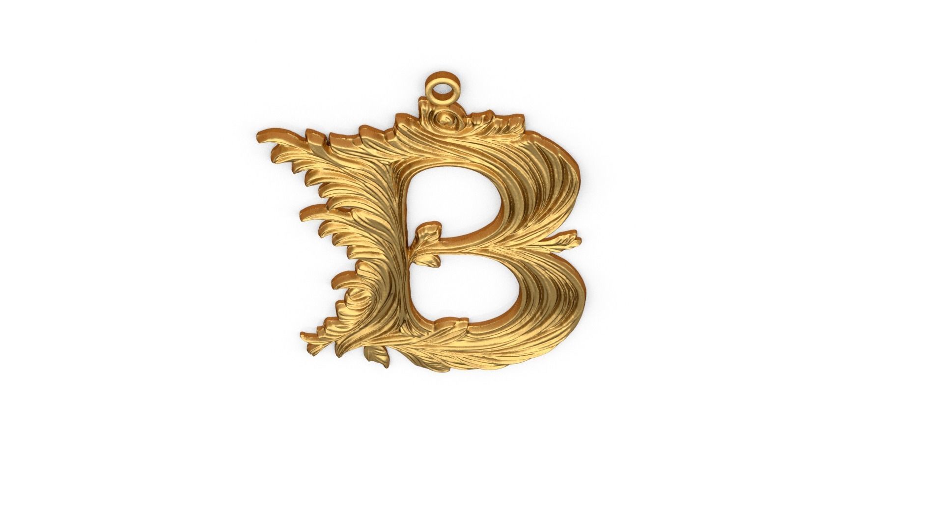 Alphabet Letter B Pendant  3D print model_4