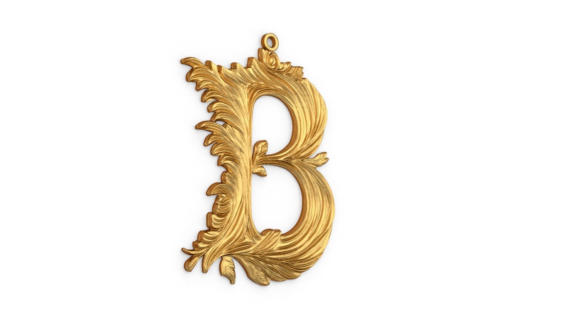 Alphabet Letter B Pendant  3D print model_1