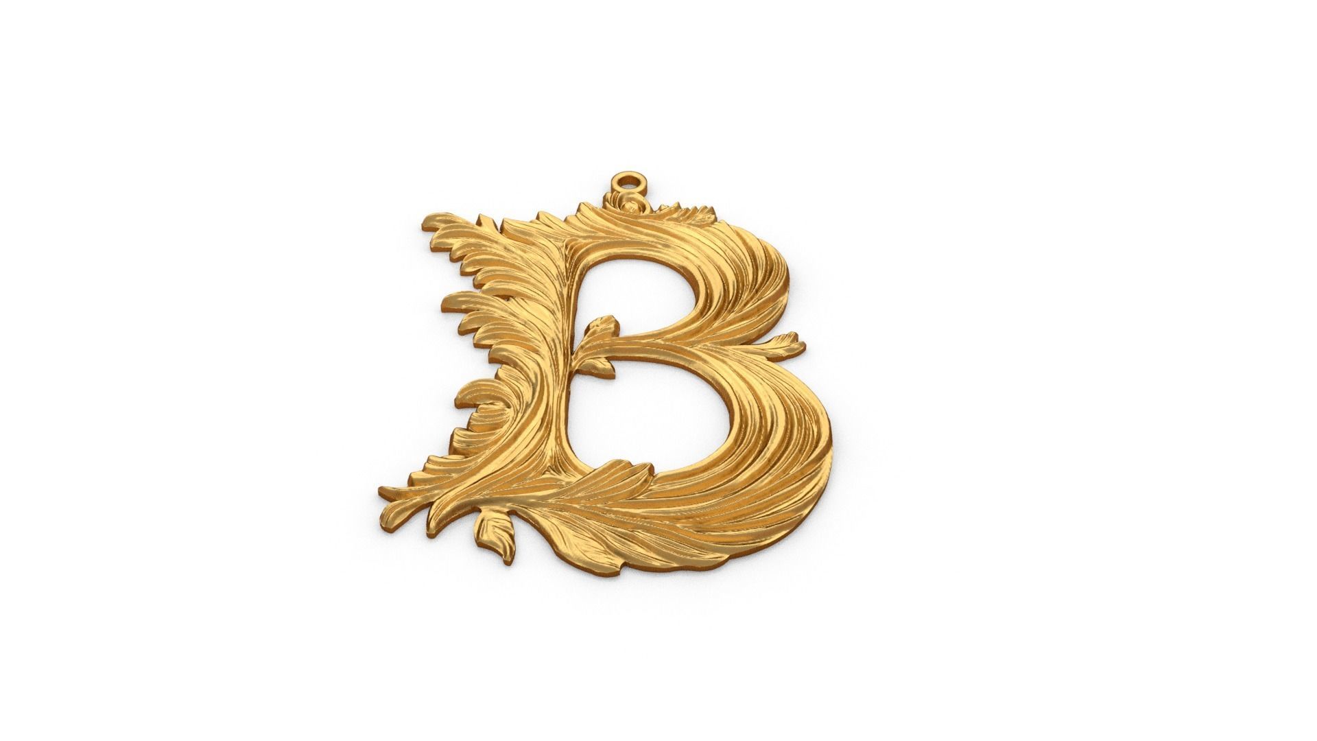 Alphabet Letter B Pendant  3D print model_3