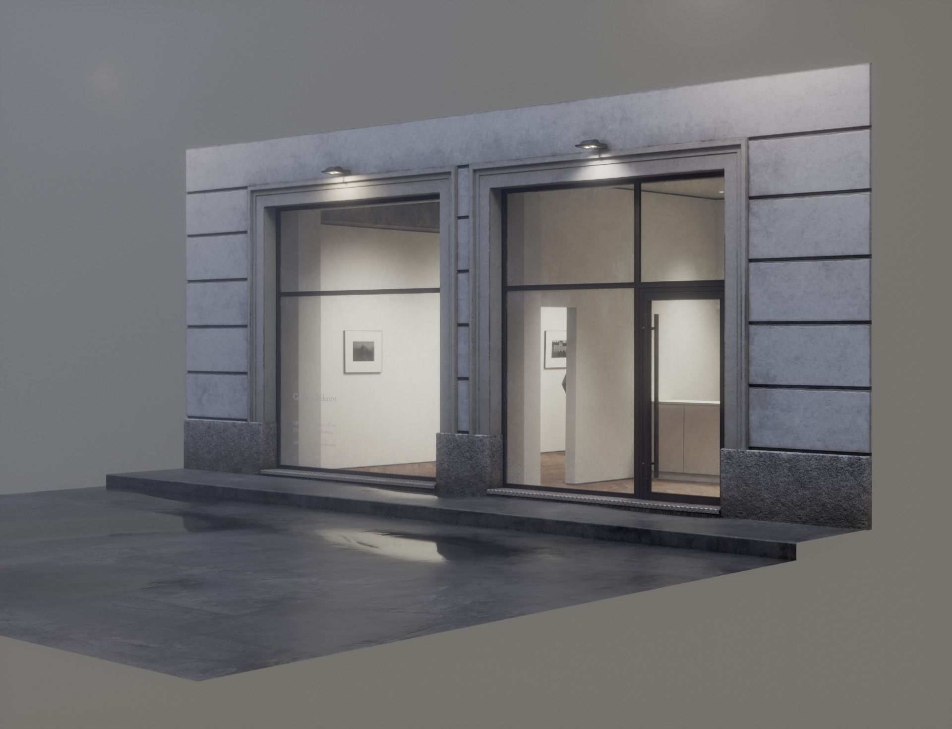 Contemporary Small Art Gallery Low-poly 3D model_4