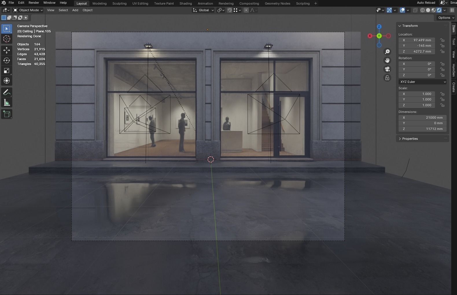 Contemporary Small Art Gallery Low-poly 3D model_16