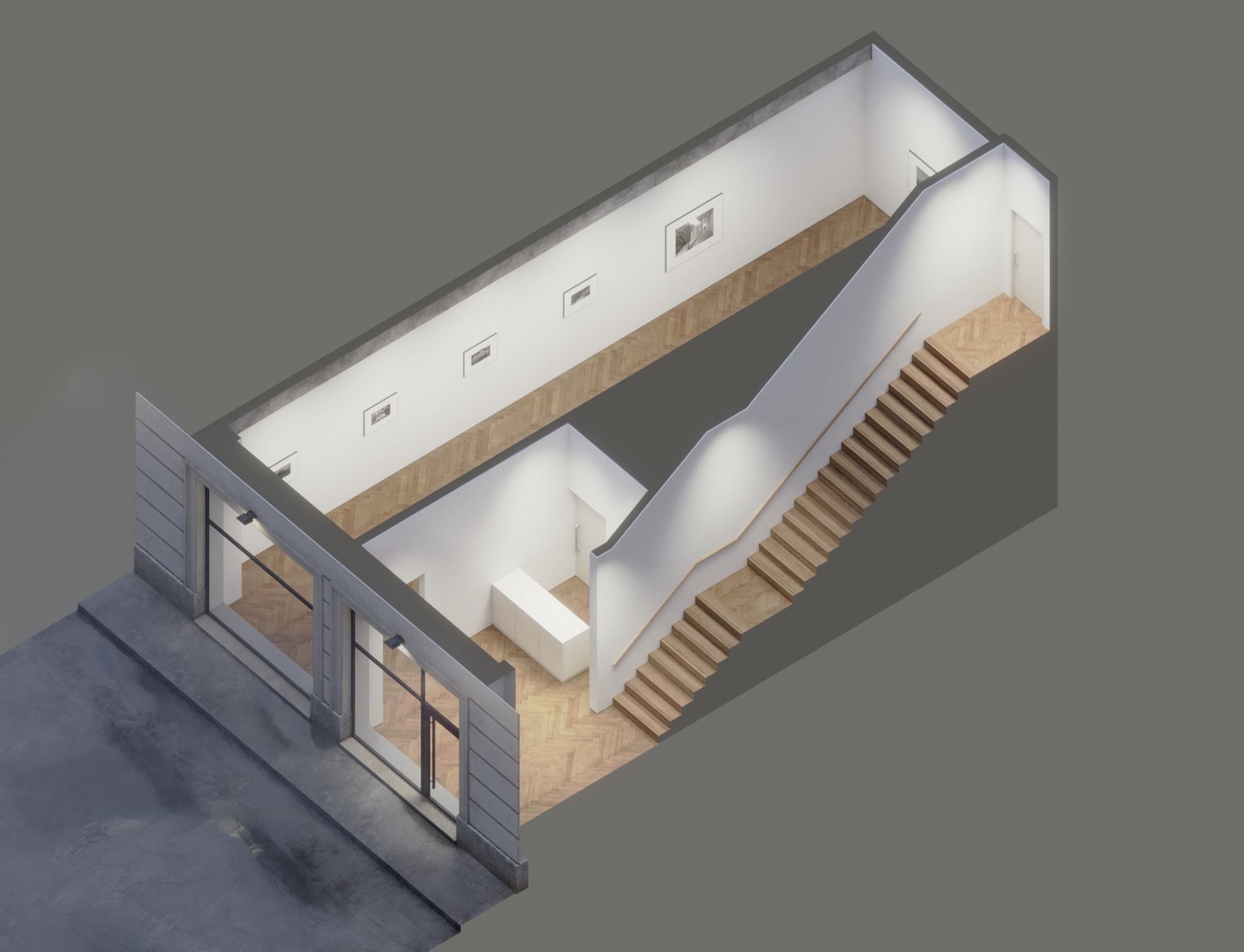 Contemporary Small Art Gallery Low-poly 3D model_9