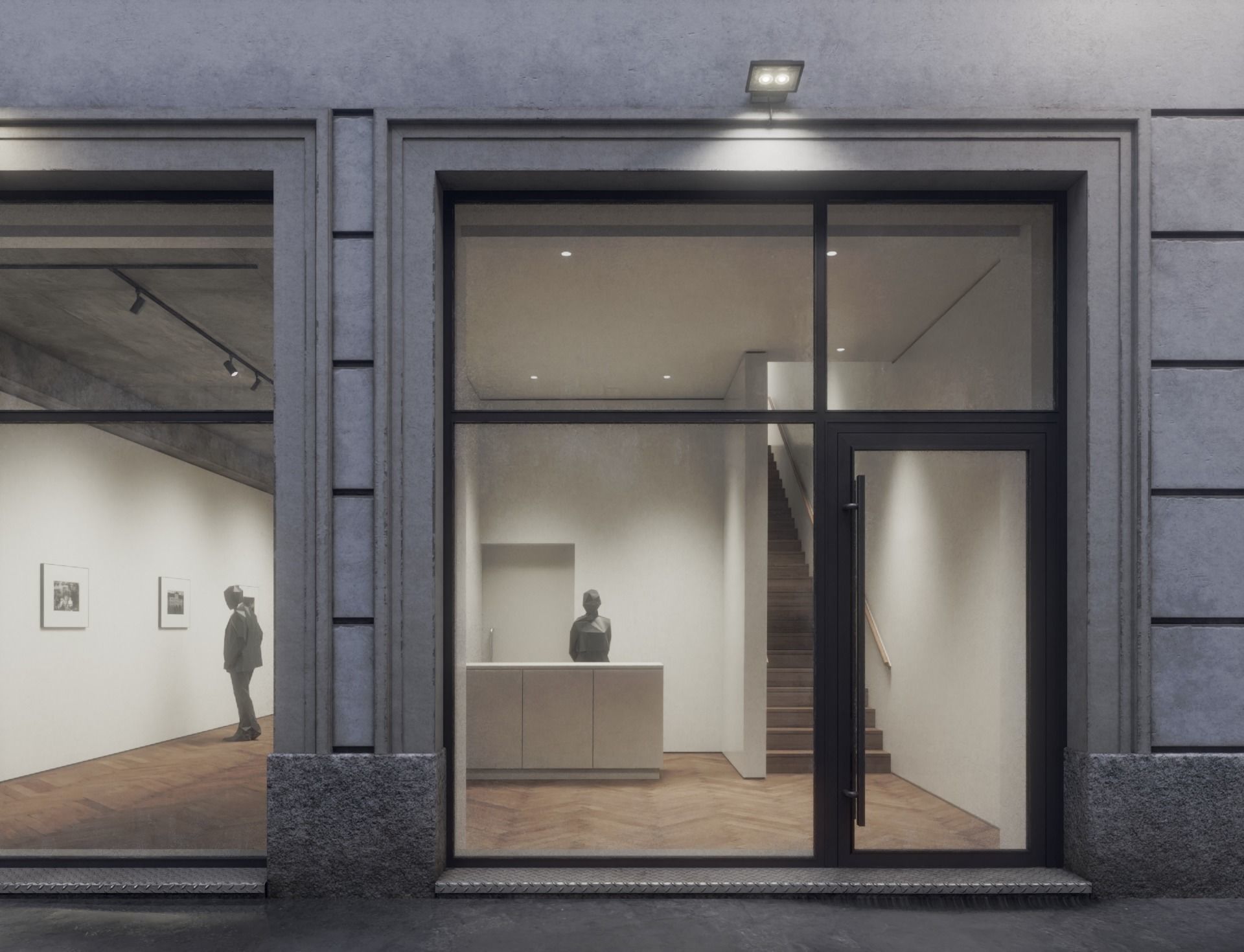 Contemporary Small Art Gallery Low-poly 3D model_1