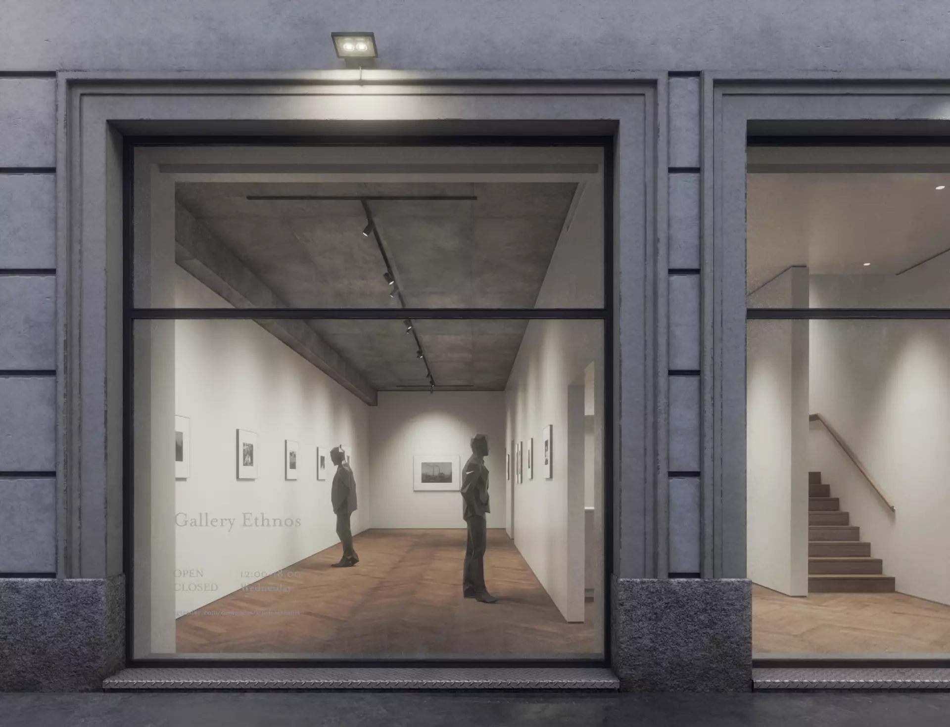 Contemporary Small Art Gallery Low-poly 3D model_0