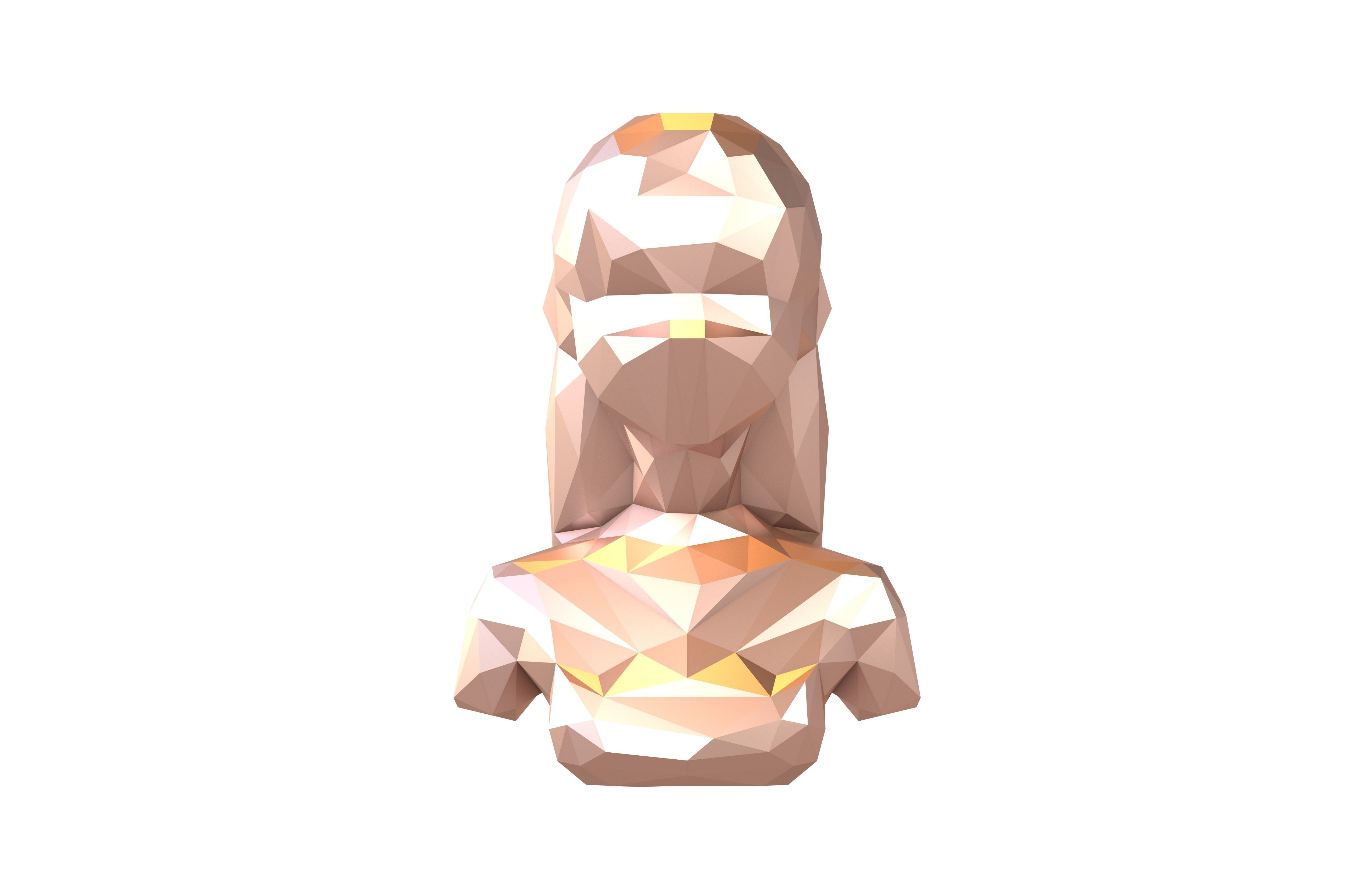 Low Poly Woman Bust v1 004 Low-poly 3D model_1