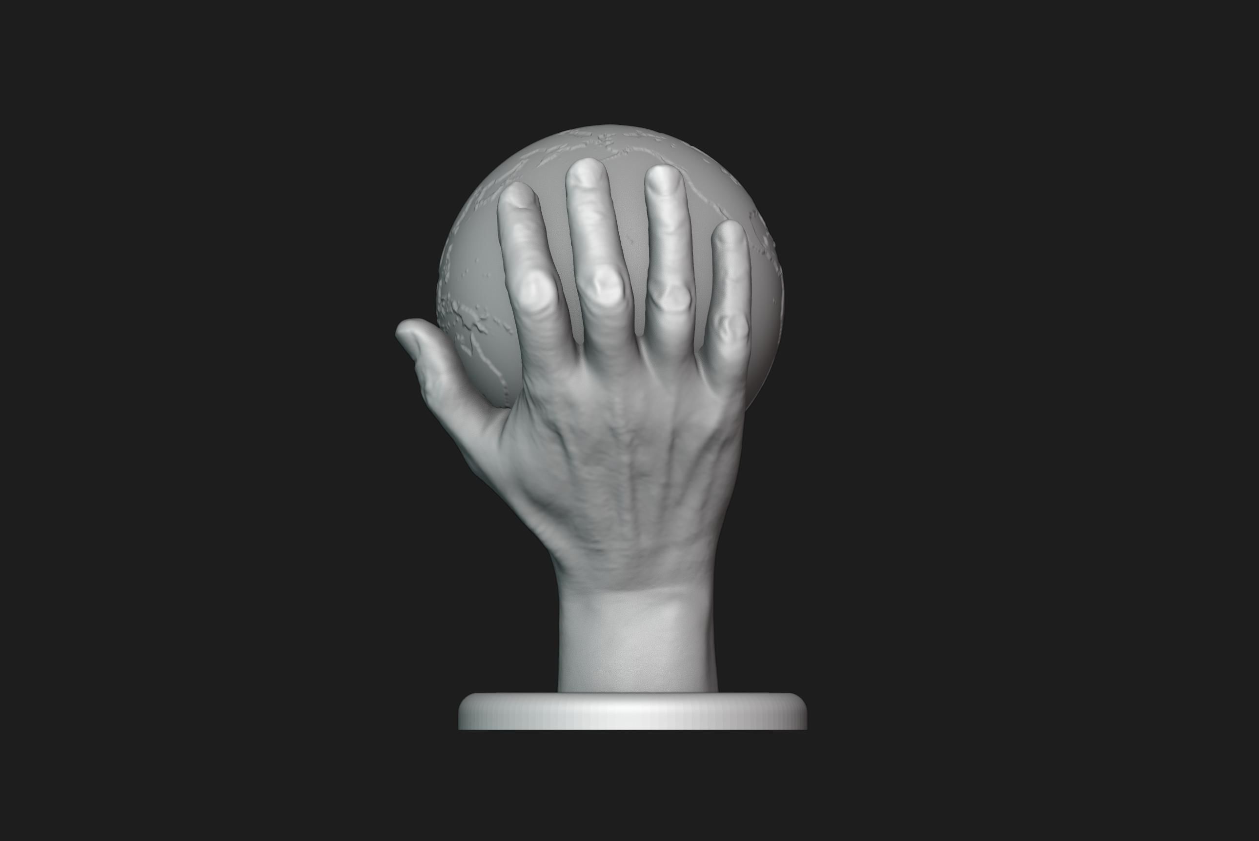 Hand Holding Globe 3D print model_5
