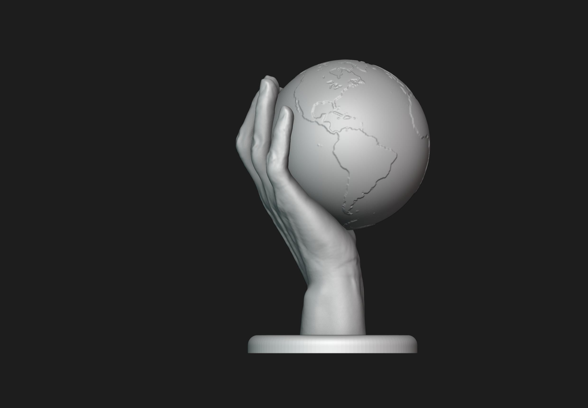 Hand Holding Globe 3D print model_4
