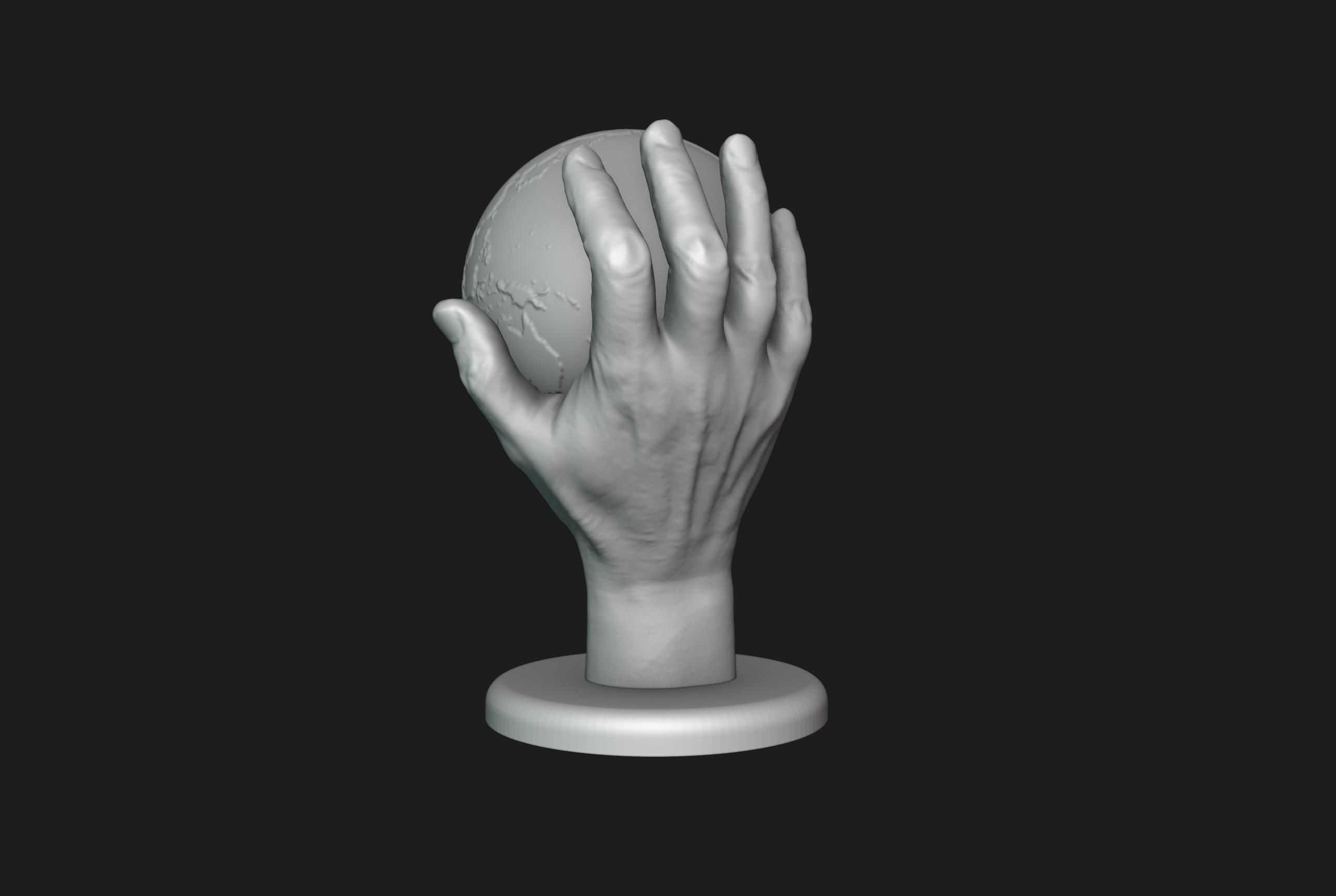 Hand Holding Globe 3D print model_2