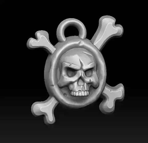 Skull keychain bas-relief 3d print Free 3D print model