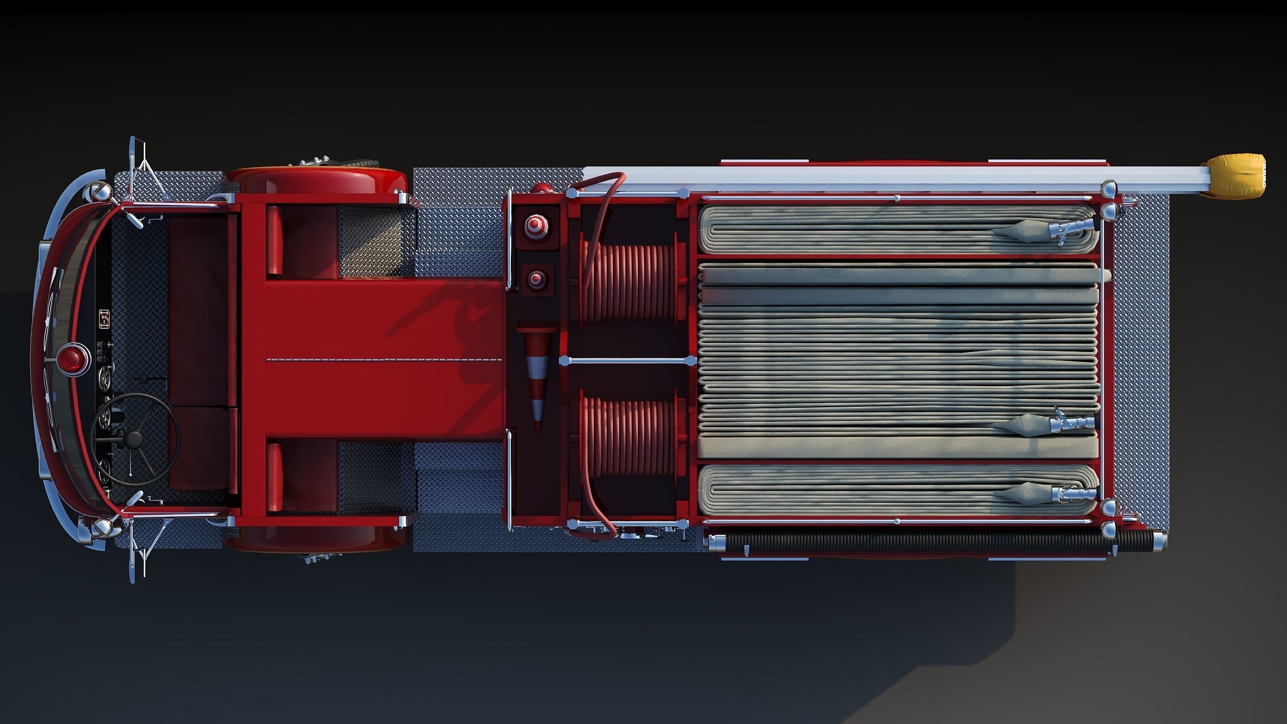 Fire truck American La France 900 Fire Engine Low-poly 3D model_15