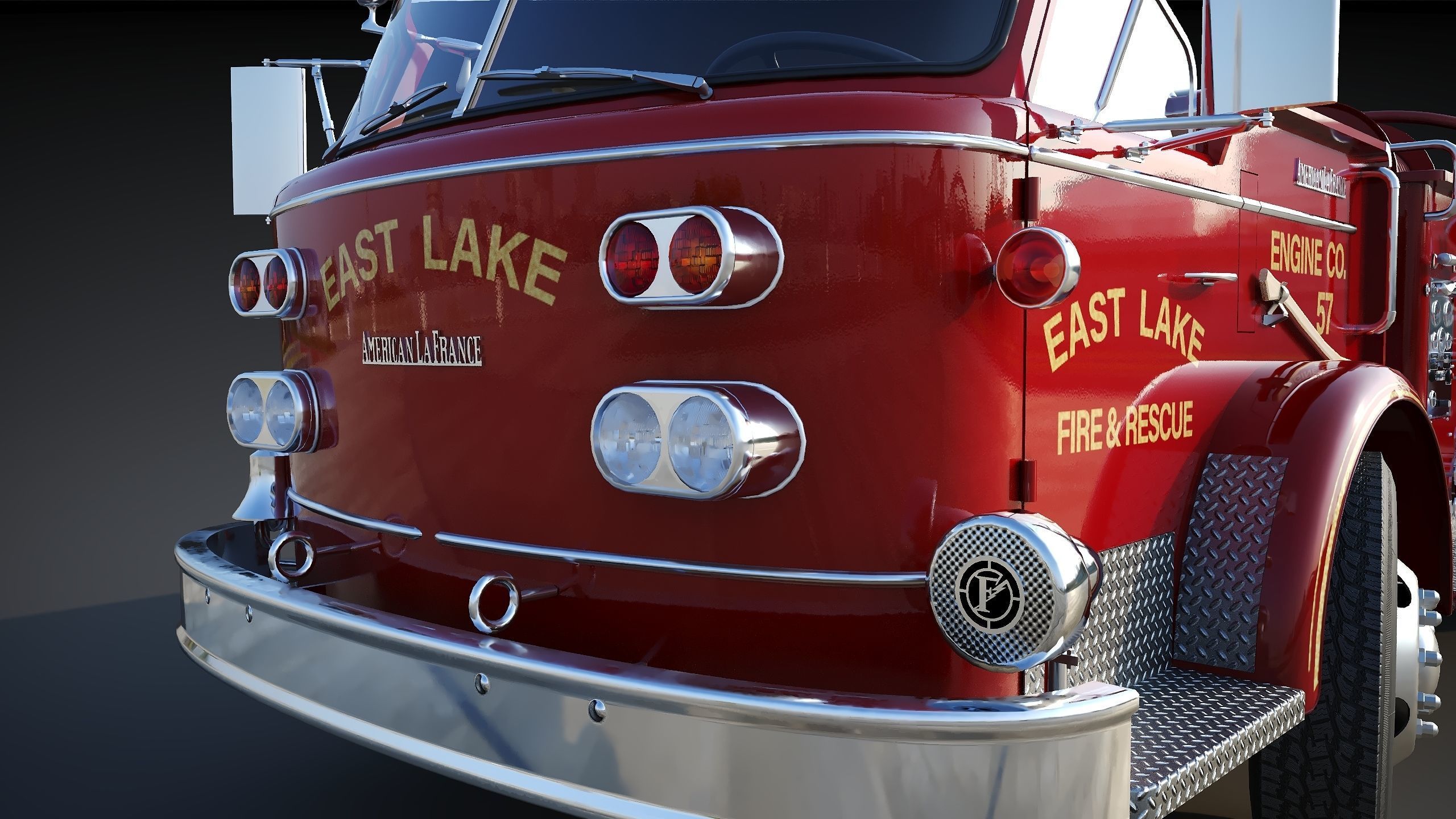 Fire truck American La France 900 Fire Engine Low-poly 3D model_20