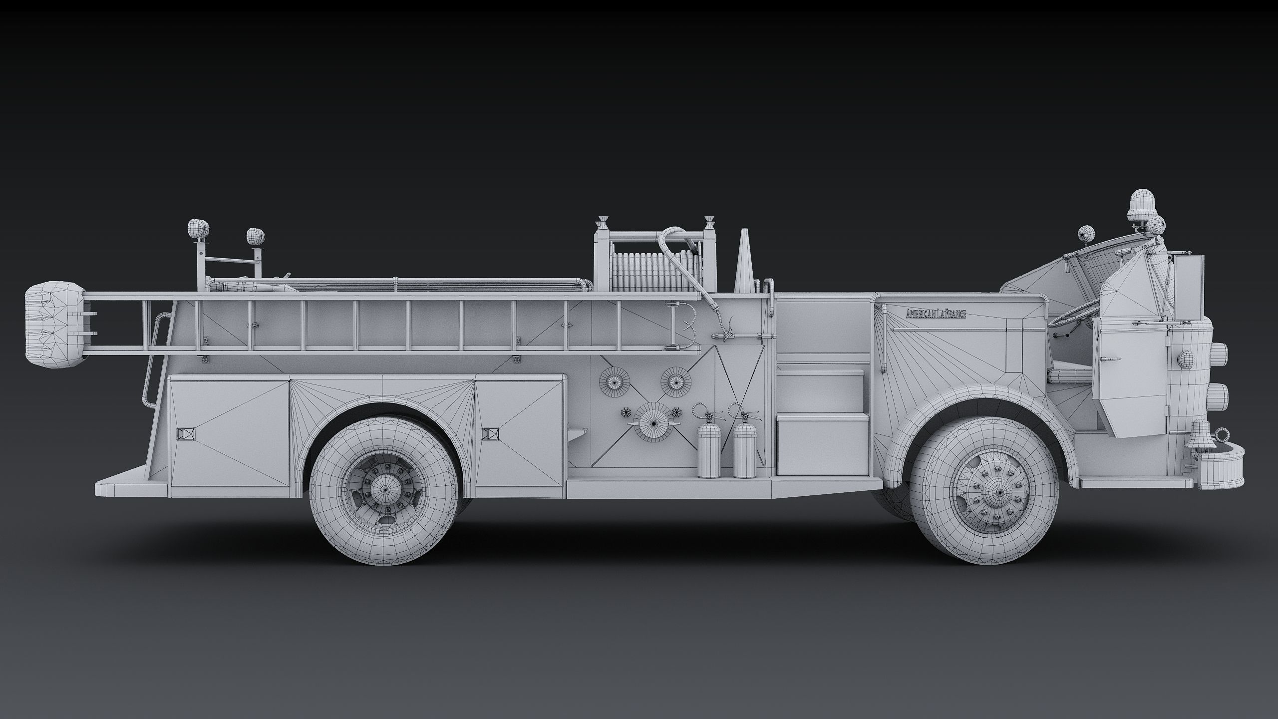Fire truck American La France 900 Fire Engine Low-poly 3D model_32