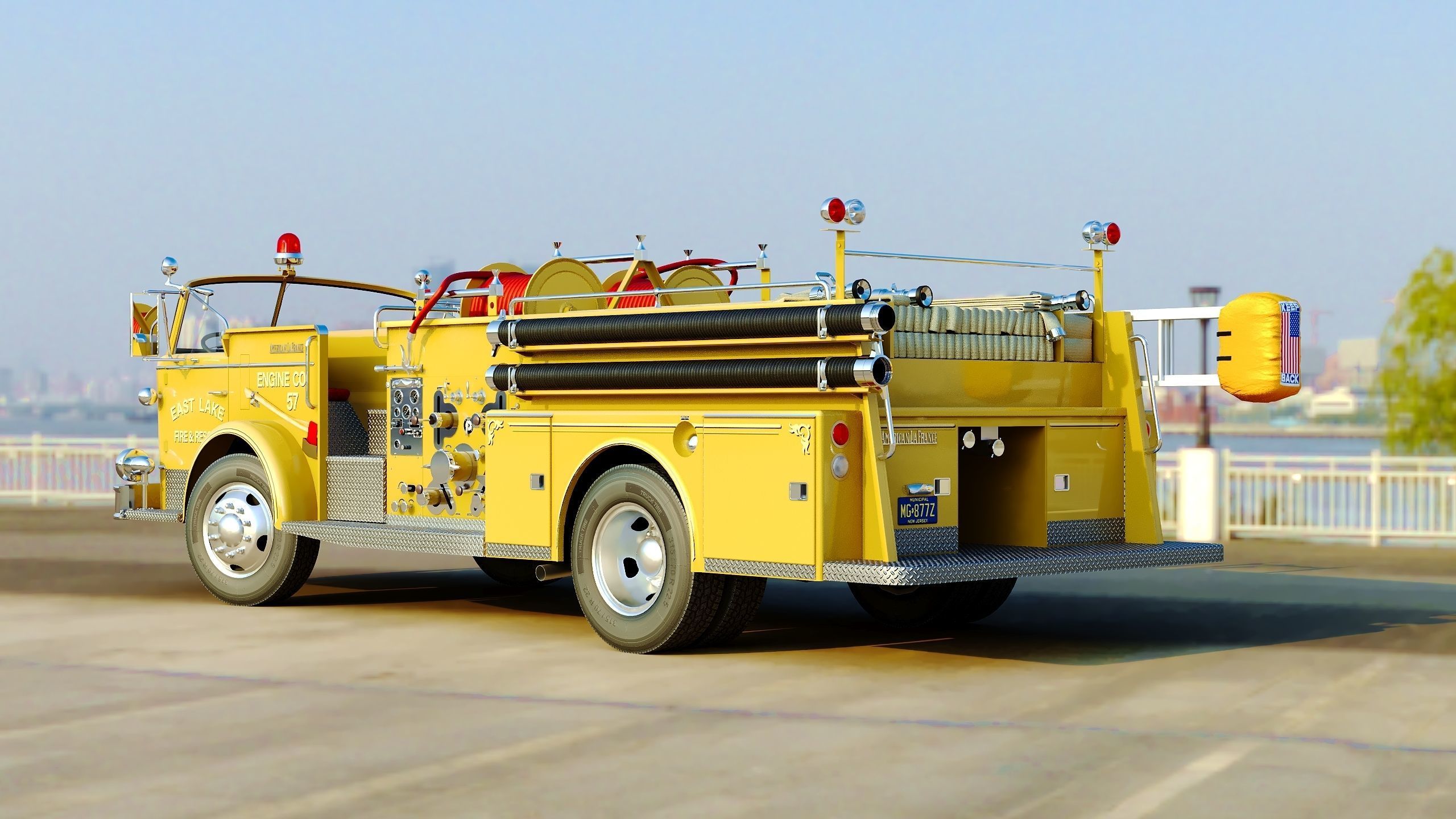 Fire truck American La France 900 Fire Engine Low-poly 3D model_25