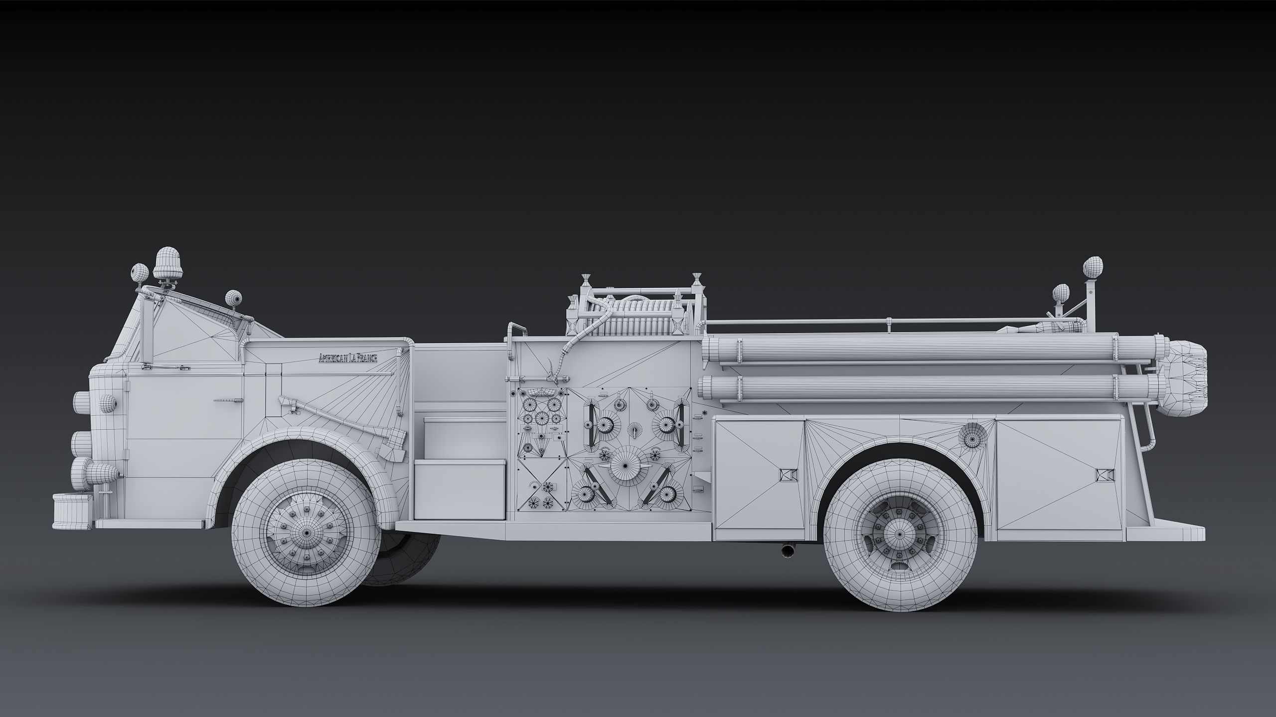 Fire truck American La France 900 Fire Engine Low-poly 3D model_29