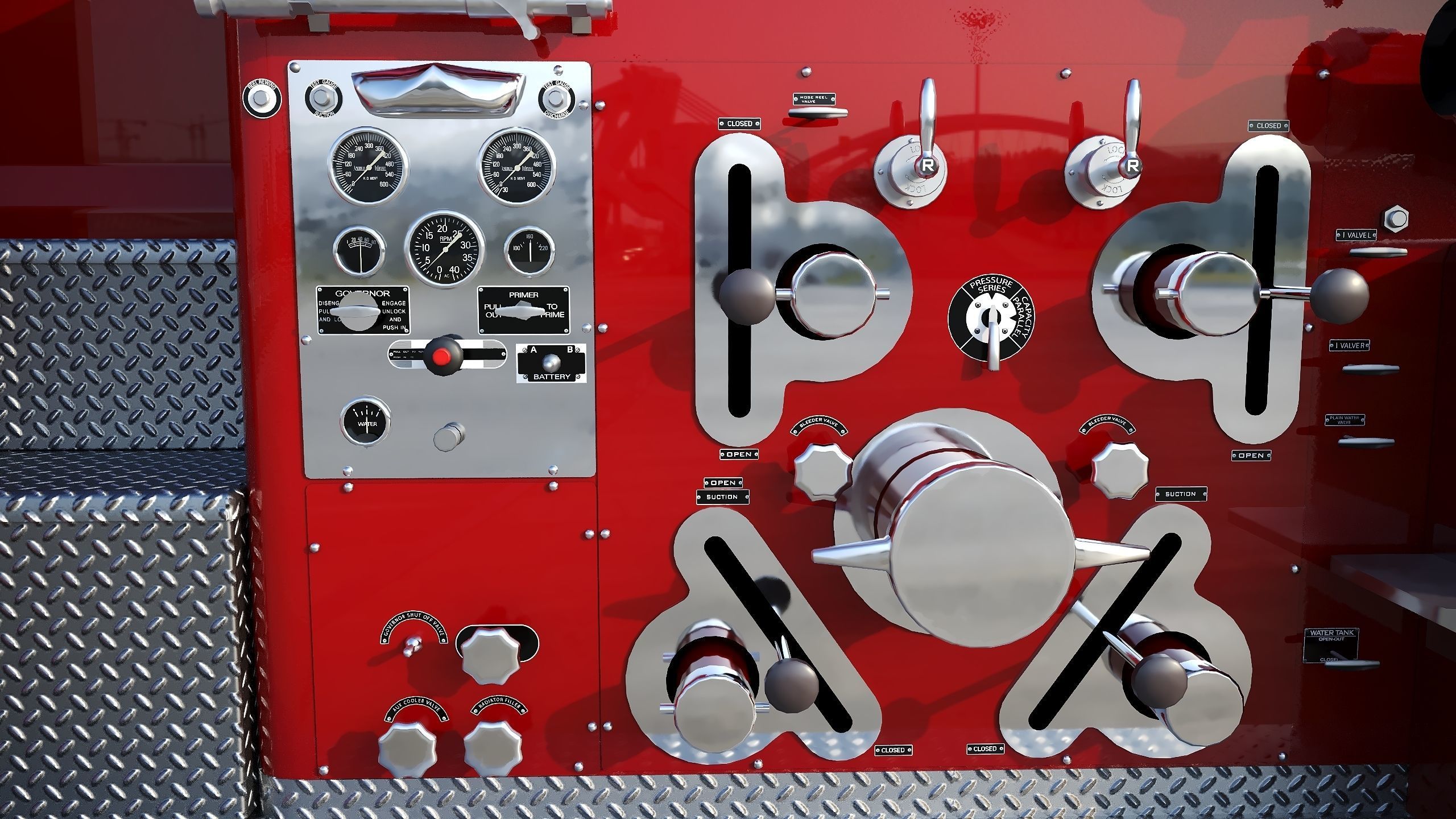 Fire truck American La France 900 Fire Engine Low-poly 3D model_21